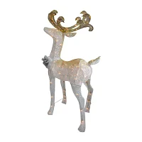 Northlight 48in White And Gold Lighted Standing Buck Decor Christmas Yard Art