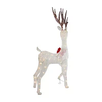 Northlight 60in Led Lighted Glitter Reindeer With Red Bow Christmas Yard Art