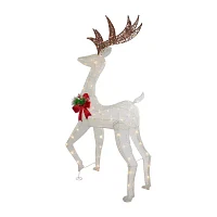 Northlight 60in Led Lighted Glitter Reindeer With Red Bow Christmas Yard Art