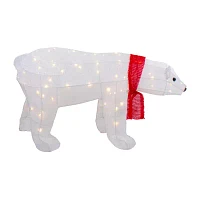 Northlight 18in Led Lighted Tinsel Polar Bear Christmas Yard Art