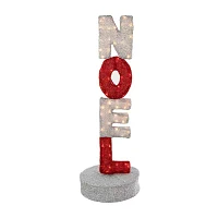 Northlight 39in Lighted Red And Silver Noel Sign Christmas Yard Art