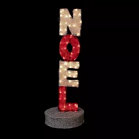 Northlight 39in Lighted Red And Silver Noel Sign Christmas Yard Art