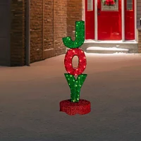 Northlight 39in Lighted Red And Green Joy Sign Christmas Yard Art