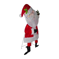 Northlight 32in Lighted Red And White Chenille Santa Christmas Yard Art