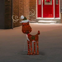 Northlight 32in Lighted 2d Chenille Reindeer Christmas Yard Art