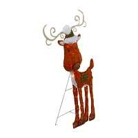 Northlight 32in Lighted 2d Chenille Reindeer Christmas Yard Art