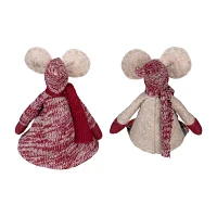 Northlight Set Of 2 Boy And Girl Sitting Plush Christmas Mice 17in Christmas Figurine