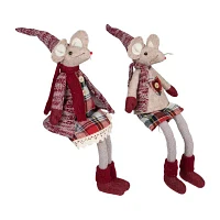 Northlight Set Of 2 Boy And Girl Sitting Plush Christmas Mice 17in Christmas Figurine