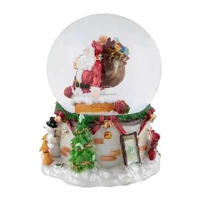 Northlight 7in Santa Claus In Chimney Musical Christmas Round SnowGlobes