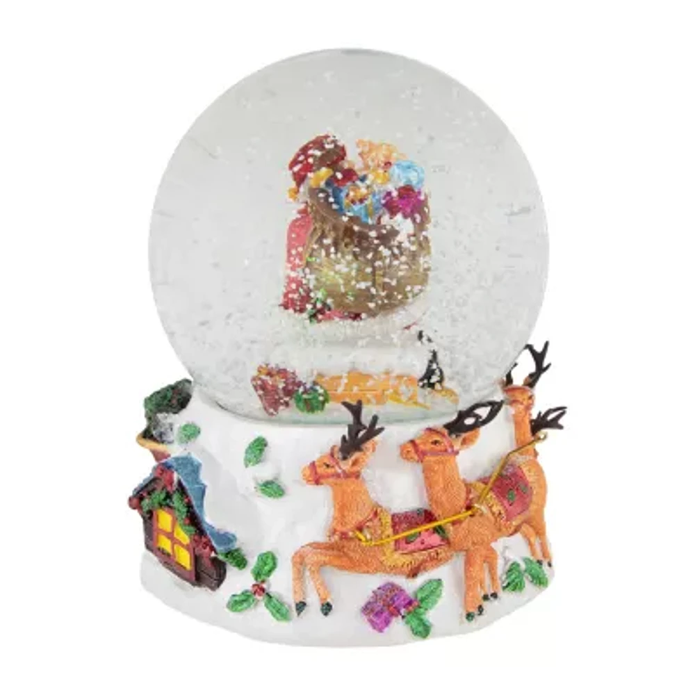 Northlight 6.5in Santa Delivering Gifts Musical Christmas Water Round SnowGlobes