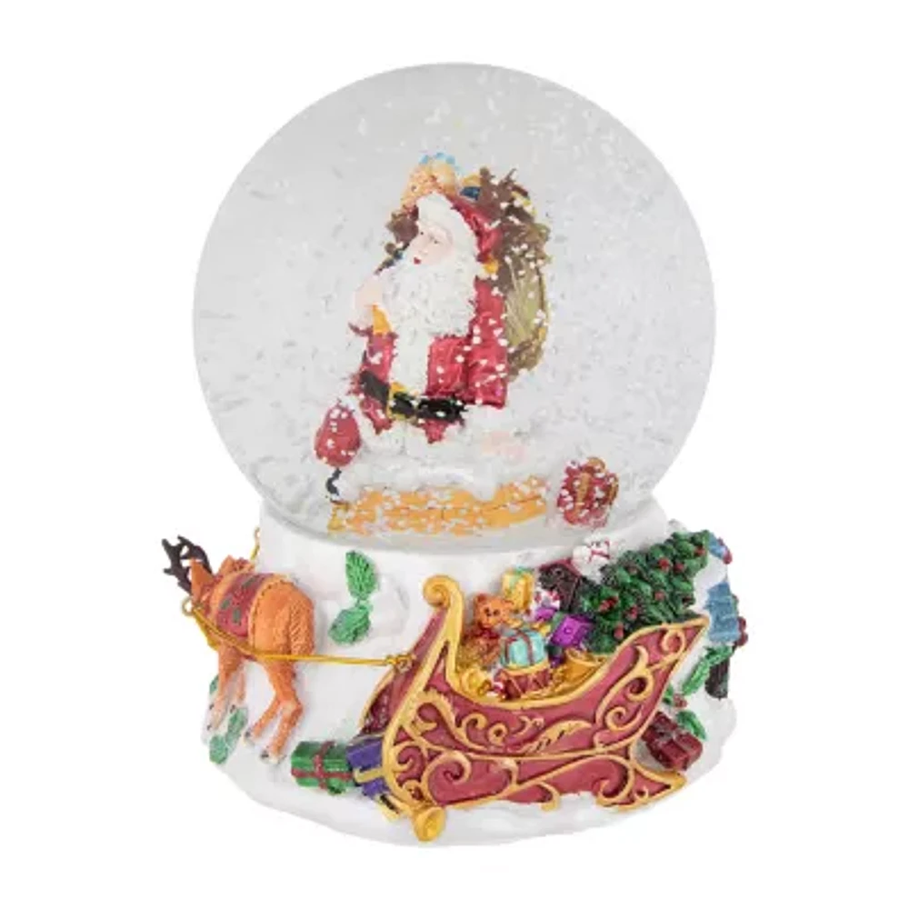Northlight 6.5in Santa Delivering Gifts Musical Christmas Water Round SnowGlobes