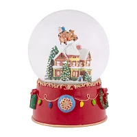 Northlight 7in Santa And Reindeer Christmas Night Musical Round SnowGlobes