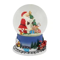 Northlight 6.5in Christmas Train Around Santa Delivering Gifts Musical Water Round SnowGlobes