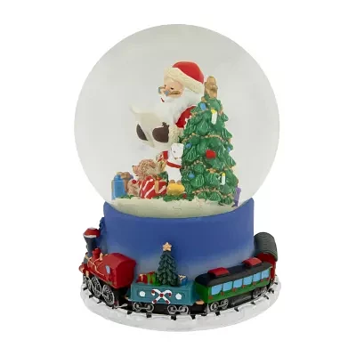 Northlight 6.5in Christmas Train Around Santa Delivering Gifts Musical Water Round SnowGlobes