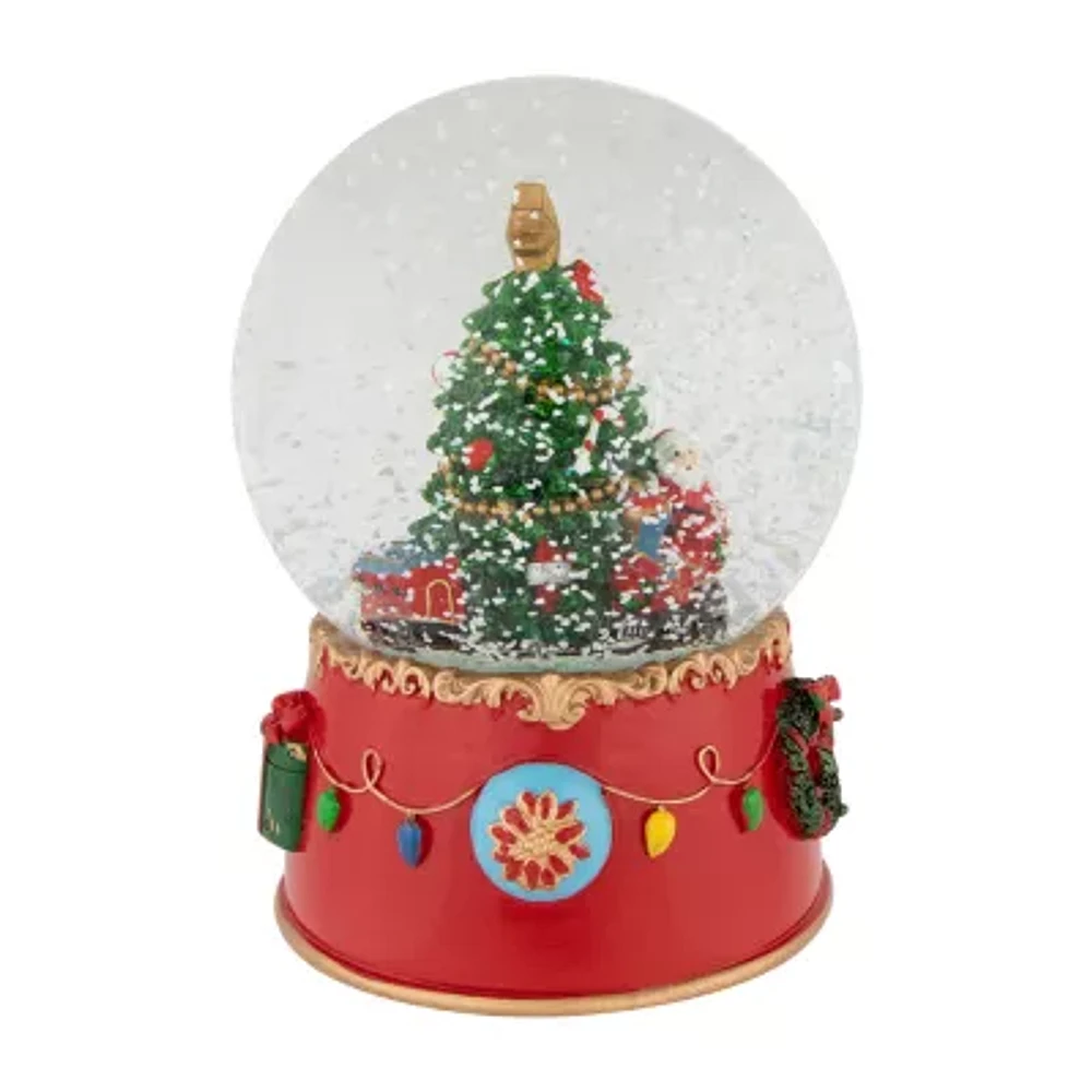 Northlight 8in Christmas Tree Village Train Musical Lighted Round SnowGlobes