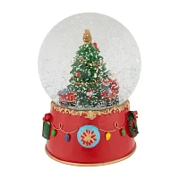 Northlight 8in Christmas Tree Village Train Musical Lighted Round SnowGlobes