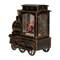 Northlight 6.75in Black Train Christmas With Santa Lighted Round SnowGlobes