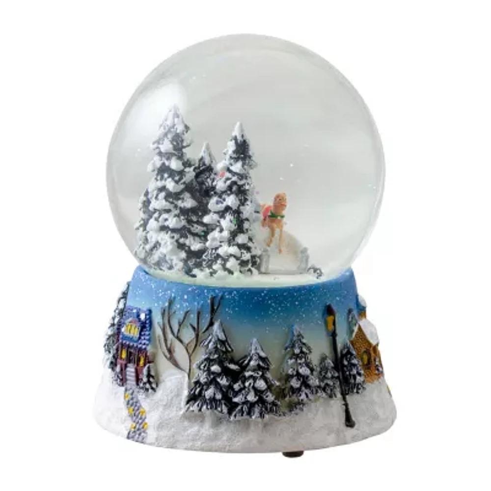 Northlight 5.75in Winter Forest Sleigh Ride Musical Christmas Round SnowGlobes