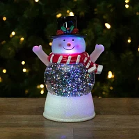 Northlight 5.75in Led Snowman With Holly And Berries Top Hat Christmas Lighted Round SnowGlobes