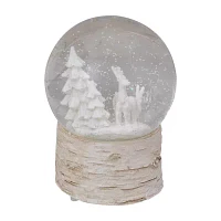 Northlight 5.5in White Reindeer And Christmas Tree Round SnowGlobes