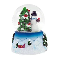 Northlight 4.75in Snowman With Cardinals Musical Christmas Tree Round SnowGlobes