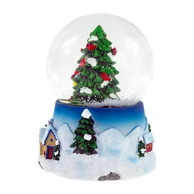 Northlight 4.75in Snowman With Cardinals Musical Christmas Tree Round SnowGlobes