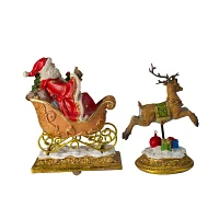 Northlight Gold Santa And Reindeer Glittered 9.5in 3-pc. Christmas Stocking Holder