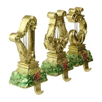 Northlight Glittered Gold Harp 7in 3-pc. Christmas Stocking Holder