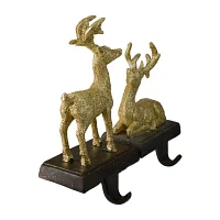 Northlight Gold Reindeer Glittered 8.5in 2-pc. Christmas Stocking Holder