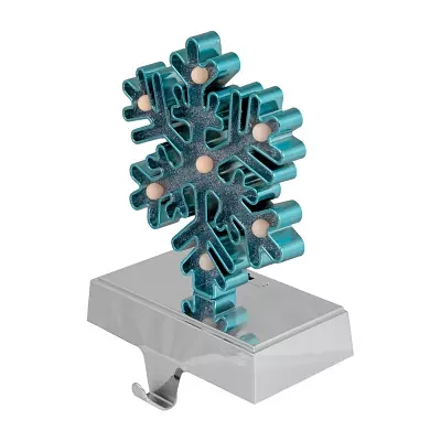 Northlight Blue And Silver Led Lighted Snowflake  7in Christmas Stocking Holders