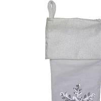 Northlight 20in White  With Silver Sequin Snowflake Christmas Stocking