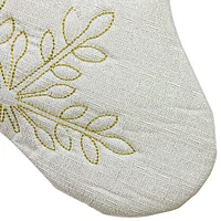 Northlight 20in White With Gold Snowflakes  With Cuff Christmas Stocking