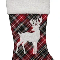 Northlight 20in Black And Red Tartan Reindeer  With Cuff Christmas Stocking