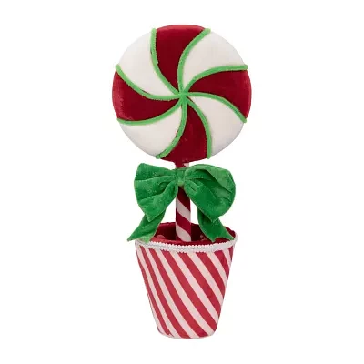 Northlight 16.5in Plush Potted Peppermint Twist Lollipop Christmas Decoration Christmas Tabletop Decor