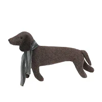 Northlight 7.5in Plush Brown Dachshund Dog With Scarf  Decoration Christmas Figurine