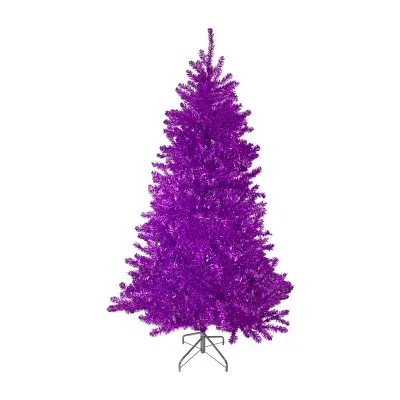 Northlight Metallic Purple Tinsel Artificial Unlit 7 1/2 Foot Christmas Tree