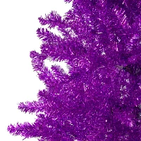 Northlight Metallic Purple Tinsel Artificial Unlit 7 1/2 Foot Christmas Tree