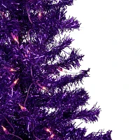 Northlight Purple Artificial Tinsel  Clear Lights 6 Foot Pre-Lit Christmas Tree