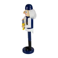 Northlight 14in Blue And White Wooden Hanukkah  With Menorah And Dreidel Christmas Nutcracker