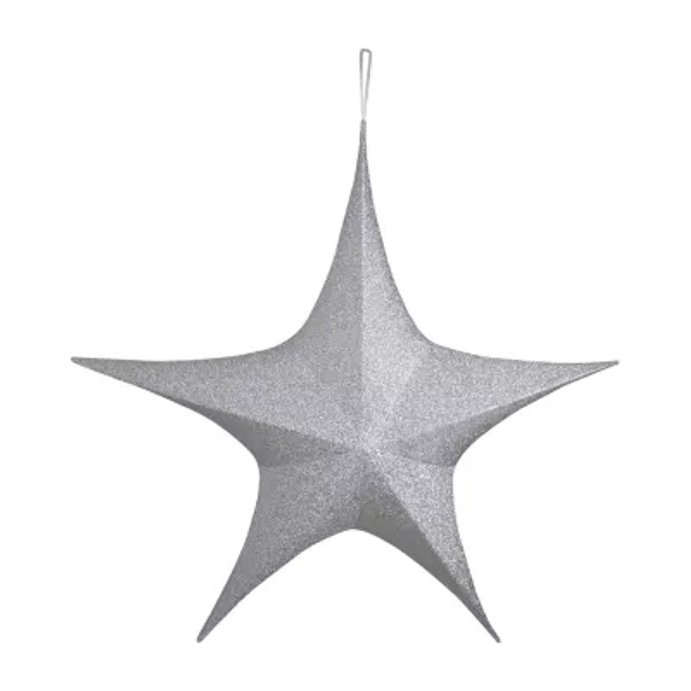 Northlight 44in Silver Tinsel Foldable Star Christmas Yard Art