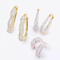 Sparkle Allure Crystal 24K Gold Over Brass 28mm Hoop Earrings