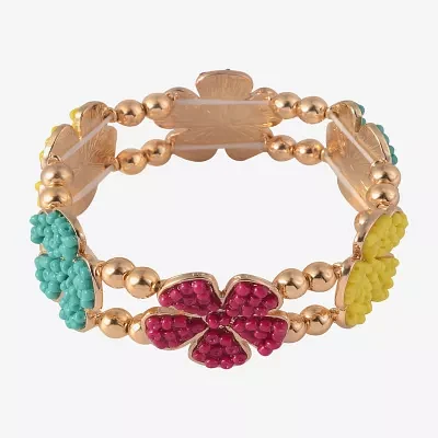 Mixit 7.5 Inch Flower Beaded Bracelet