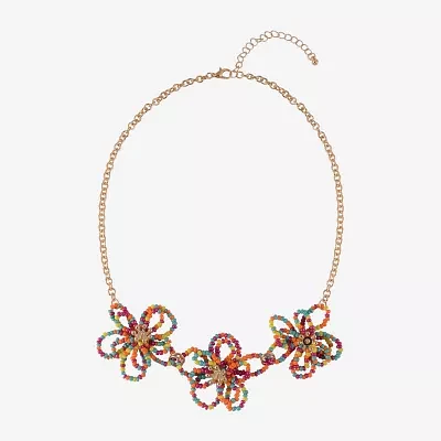 Mixit 18 Inch Link Flower Beaded Necklace