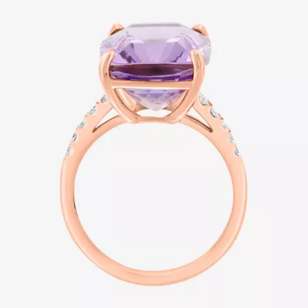 Effy Final Call Womens 1/5 CT. Genuine Purple Amethyst 14K Rose Gold Cocktail Ring