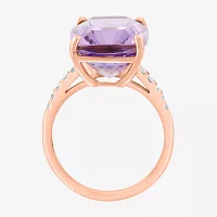 Effy Final Call Womens 1/5 CT. Genuine Purple Amethyst 14K Rose Gold Cocktail Ring