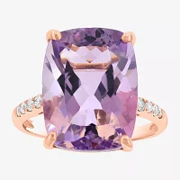 Effy Final Call Womens 1/5 CT. Genuine Purple Amethyst 14K Rose Gold Cocktail Ring