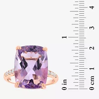 Effy Final Call Womens 1/5 CT. Genuine Purple Amethyst 14K Rose Gold Cocktail Ring