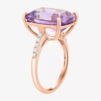 Effy Final Call Womens 1/5 CT. Genuine Purple Amethyst 14K Rose Gold Cocktail Ring