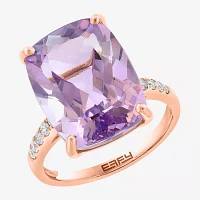 Effy Final Call Womens 1/5 CT. Genuine Purple Amethyst 14K Rose Gold Cocktail Ring