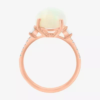 Effy Final Call Womens 1/7 CT. T.W. Genuine White Opal 14K Rose Gold Cocktail Ring